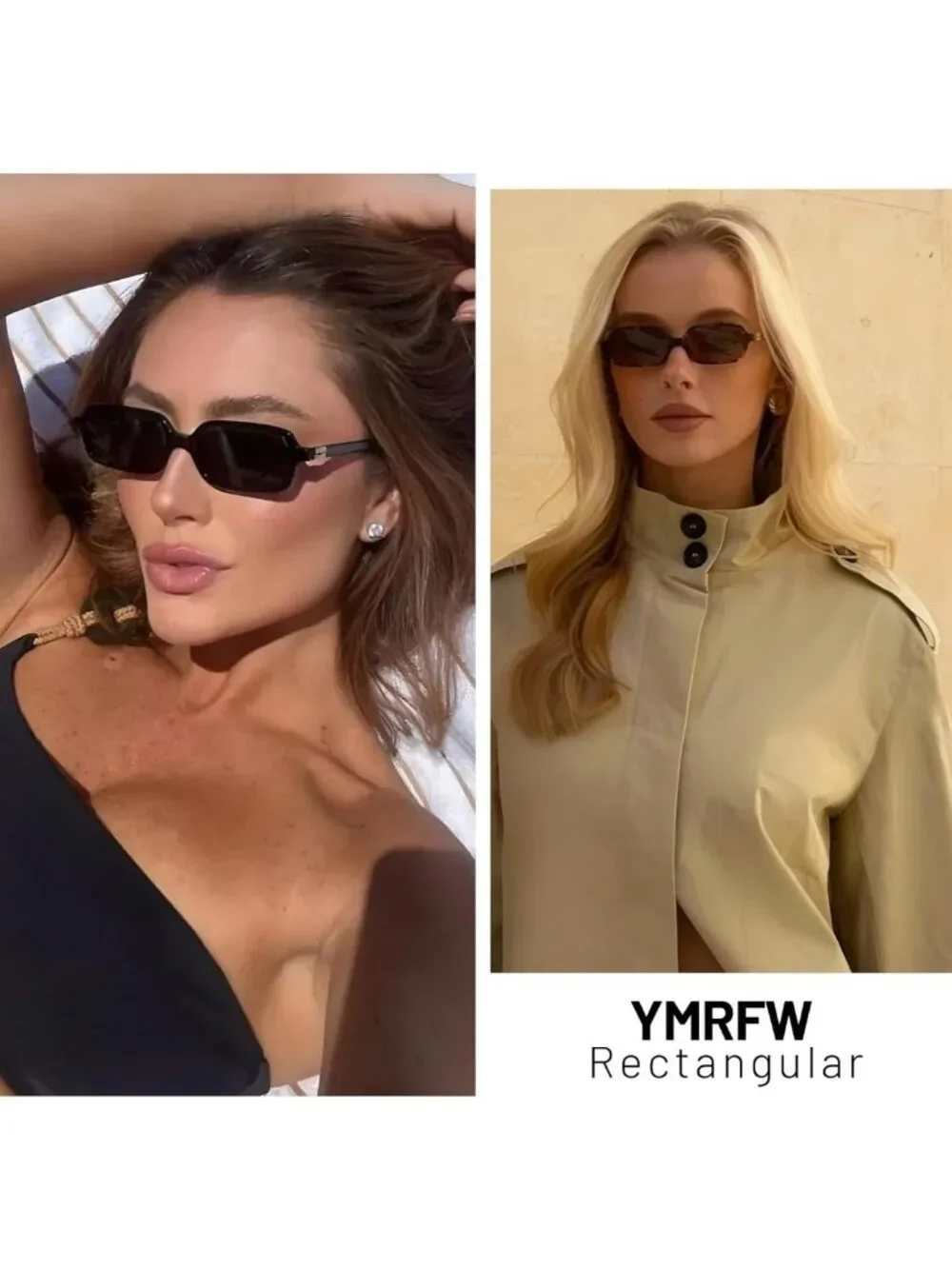 Trendy Retro Rectangular Sunglasses for Women - 90s Style, UV Protection, Small